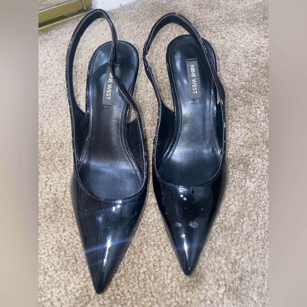 Nine West black pleather metal heel size 6